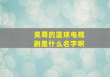 吴尊的篮球电视剧是什么名字啊