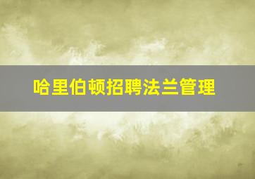 哈里伯顿招聘法兰管理