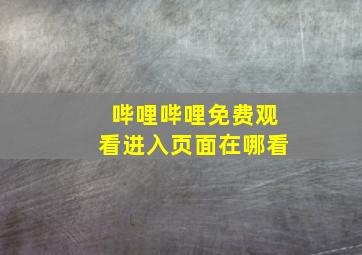 哔哩哔哩免费观看进入页面在哪看