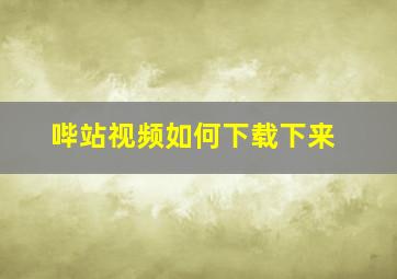 哔站视频如何下载下来