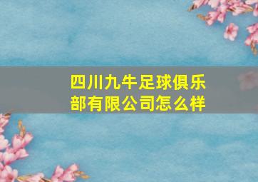 四川九牛足球俱乐部有限公司怎么样