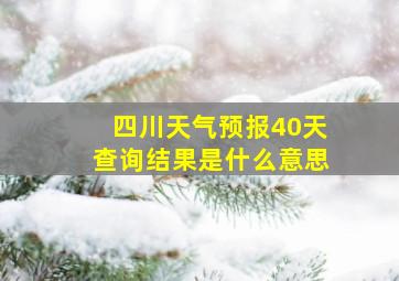 四川天气预报40天查询结果是什么意思