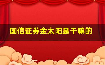 国信证券金太阳是干嘛的