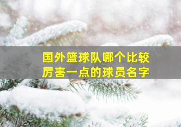 国外篮球队哪个比较厉害一点的球员名字