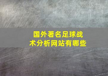 国外著名足球战术分析网站有哪些