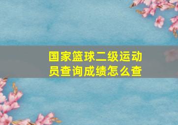 国家篮球二级运动员查询成绩怎么查