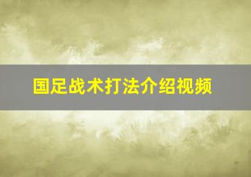 国足战术打法介绍视频