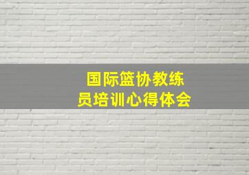 国际篮协教练员培训心得体会