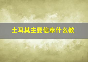 土耳其主要信奉什么教