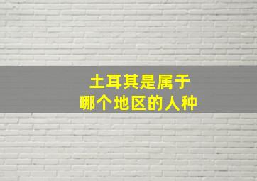 土耳其是属于哪个地区的人种