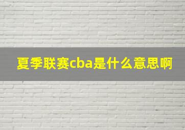 夏季联赛cba是什么意思啊