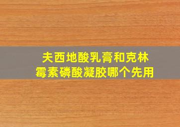 夫西地酸乳膏和克林霉素磷酸凝胶哪个先用