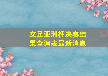 女足亚洲杯决赛结果查询表最新消息