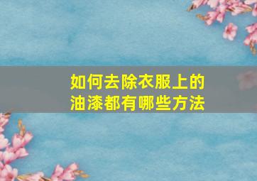 如何去除衣服上的油漆都有哪些方法