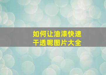 如何让油漆快速干透呢图片大全