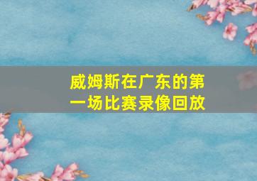 威姆斯在广东的第一场比赛录像回放