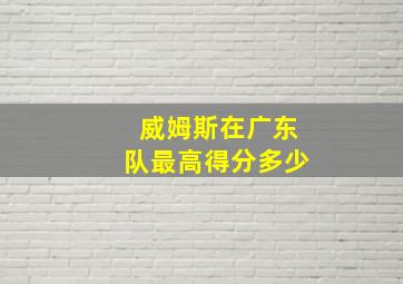 威姆斯在广东队最高得分多少