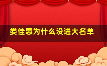 娄佳惠为什么没进大名单