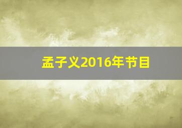 孟子义2016年节目