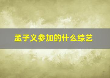 孟子义参加的什么综艺