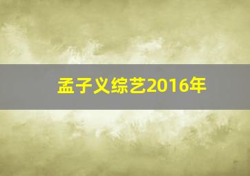 孟子义综艺2016年