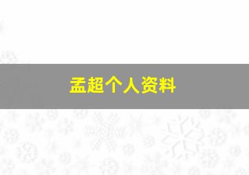 孟超个人资料