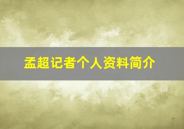 孟超记者个人资料简介