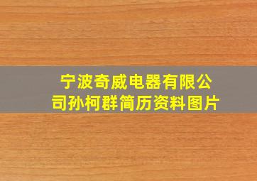 宁波奇威电器有限公司孙柯群简历资料图片