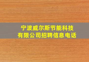 宁波威尔斯节能科技有限公司招聘信息电话