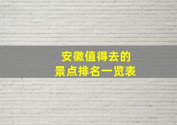 安徽值得去的景点排名一览表