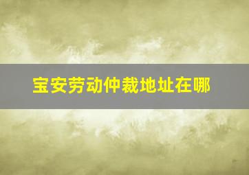 宝安劳动仲裁地址在哪