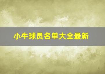 小牛球员名单大全最新