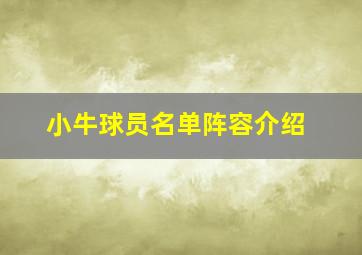 小牛球员名单阵容介绍