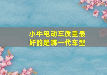 小牛电动车质量最好的是哪一代车型