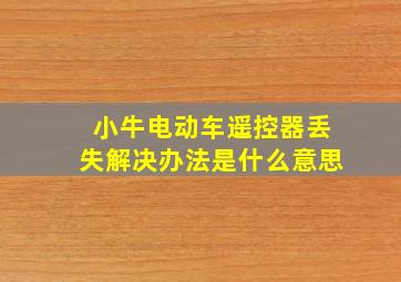 小牛电动车遥控器丢失解决办法是什么意思