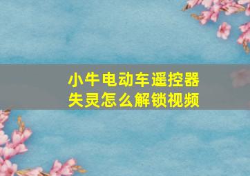 小牛电动车遥控器失灵怎么解锁视频