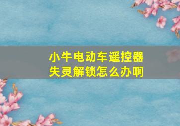 小牛电动车遥控器失灵解锁怎么办啊