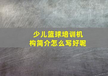 少儿篮球培训机构简介怎么写好呢