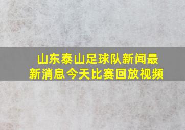 山东泰山足球队新闻最新消息今天比赛回放视频