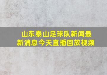 山东泰山足球队新闻最新消息今天直播回放视频