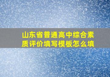 山东省普通高中综合素质评价填写模板怎么填