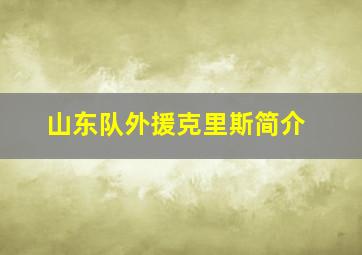 山东队外援克里斯简介