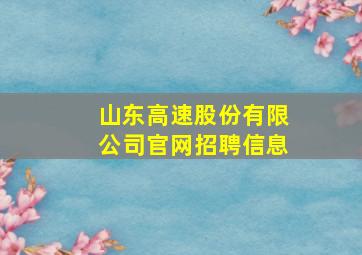 山东高速股份有限公司官网招聘信息