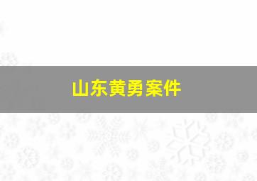 山东黄勇案件