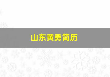 山东黄勇简历