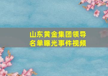 山东黄金集团领导名单曝光事件视频