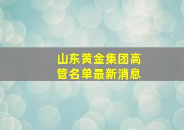 山东黄金集团高管名单最新消息