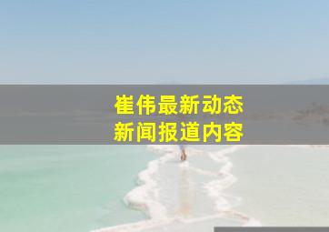 崔伟最新动态新闻报道内容