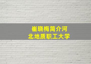 崔晓梅简介河北地质职工大学