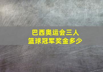 巴西奥运会三人篮球冠军奖金多少